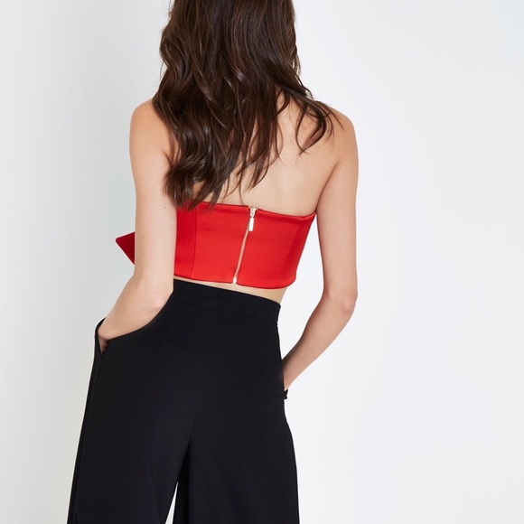 🆕 River Island Red Oversized Bow Crop Top - Picture 5 of 12